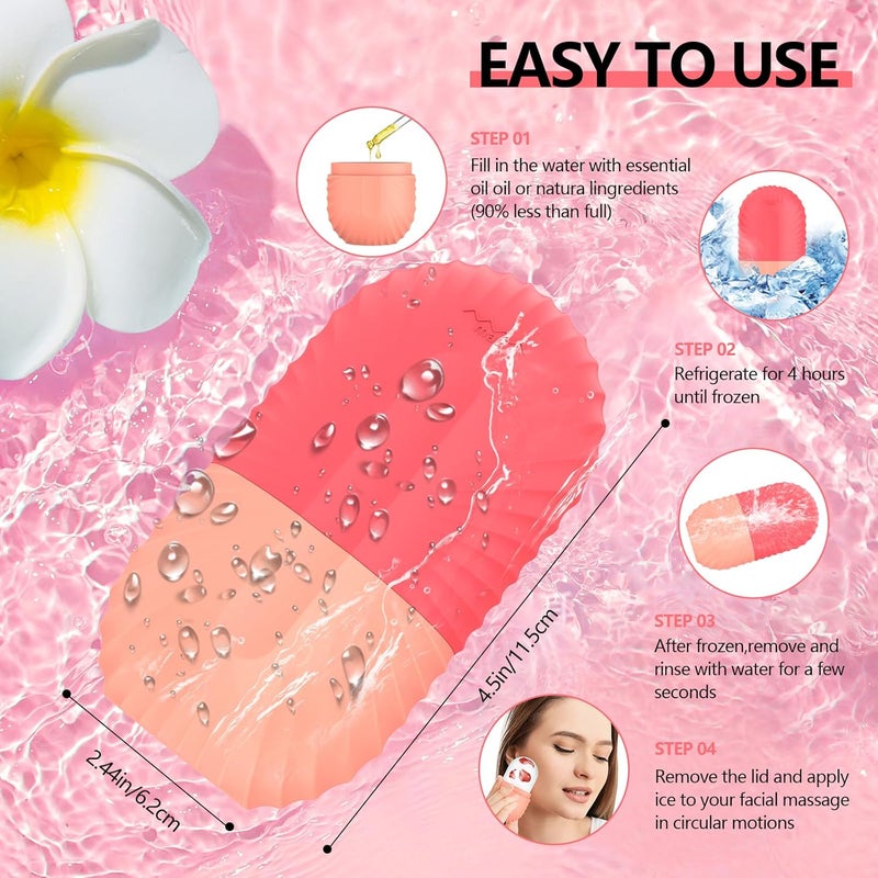 ZPU 2pcs Ice Roller for Face and Eye, Silicone Ice Facial Roller Ice Holder, Face Ice Mold Skin Care, Face Icers Reusable Ice Cube Roller for Shrink Pores Anti Wrinkle Reduce Puffiness, Pink Green - Image 5